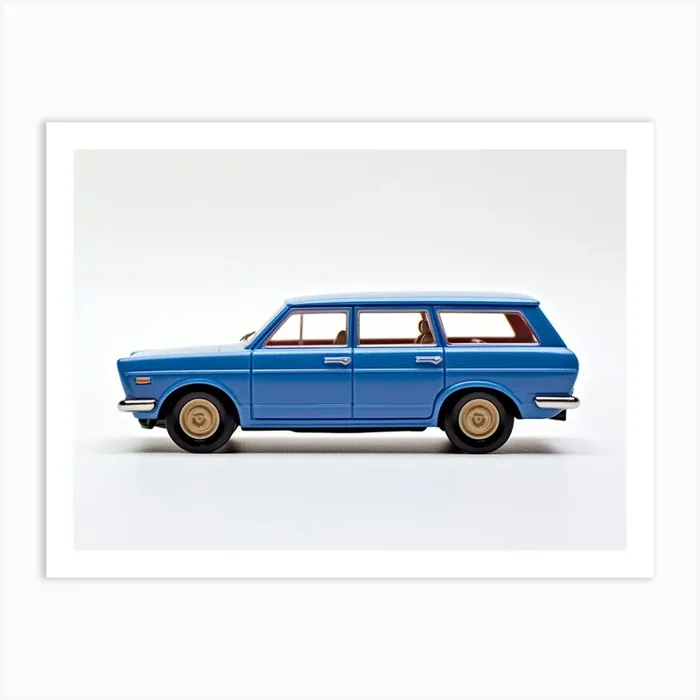 Toy Car 71 Datsun Bluebird 510 Wagon Blue Art Print by Scribble Studio