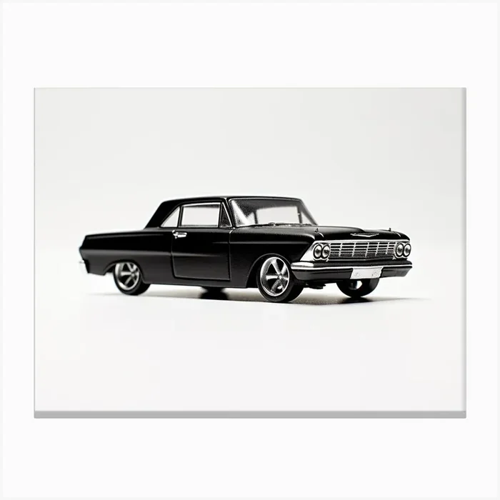 Toy Car Custom 62 Chevy Black Canvas Print by Scribble Studio