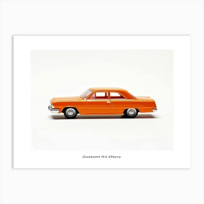 Toy Car Custom 62 Chevy Orange 2 Poster Art Print by Scribble Studio