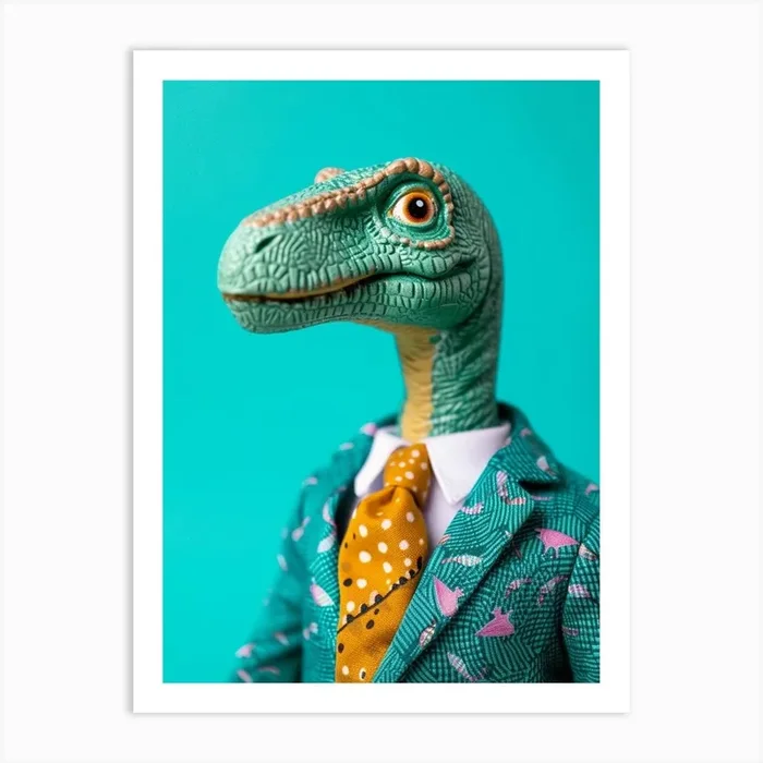 Toy Dinosaur In A Suit & Tie 2 Art Print by Dino Delights