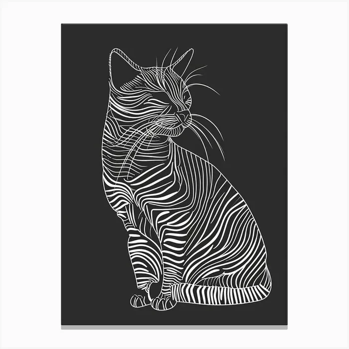 Toyger Cat Minimalist Illustration 2 Canvas Print by Woof and Whiskers