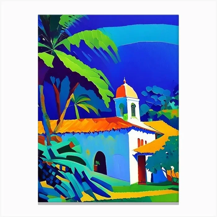 Trancoso Brazil Colourful Painting Tropical Destination Canvas Print by Coconut Cove