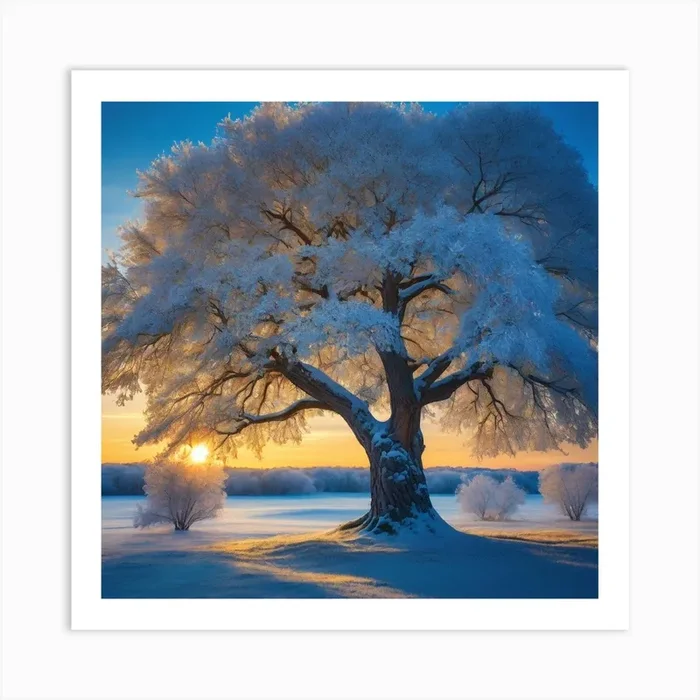 Tree In The Snow Art PrintM by Mento