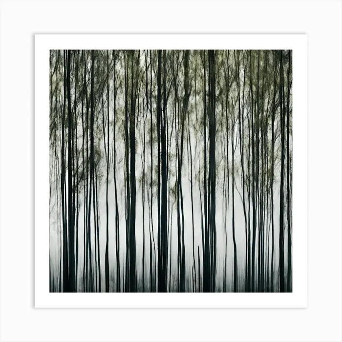 Trees In The Fog Art PrintN by nawwwaz