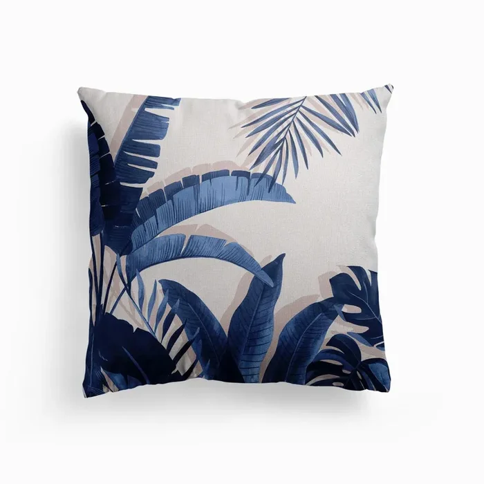 Tropical Blues Canvas Cushion by Bella Gomez