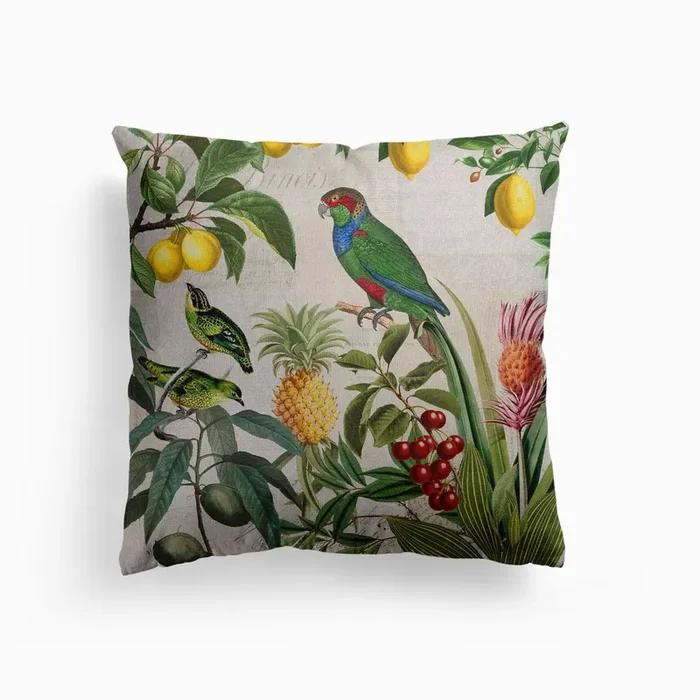 Tropical Fruit Garden Canvas Cushion by Andrea Haase