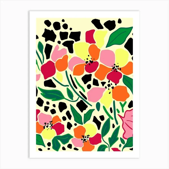 Tropical Garden Dots Art Print by Kintsugi 99