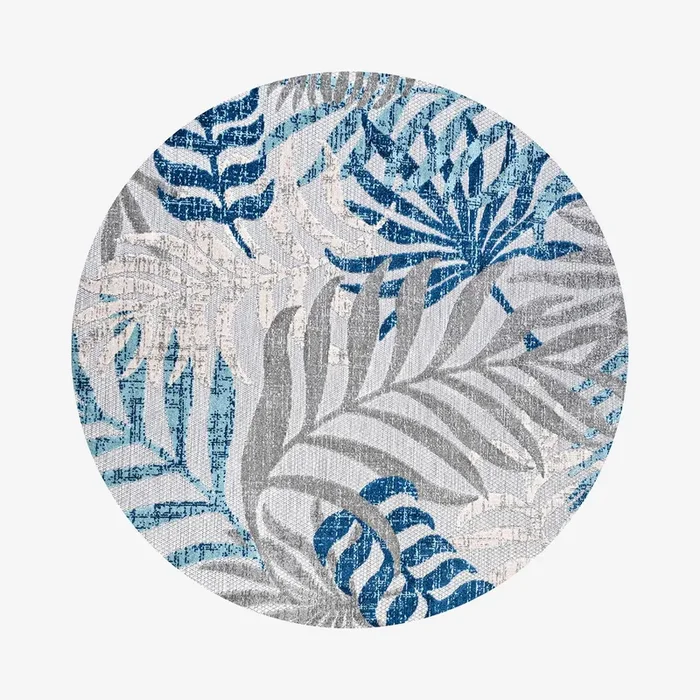 Tropics Palm Leaves Indoor / Outdoor Area Rug – Gray / Blue by JONATHAN Y