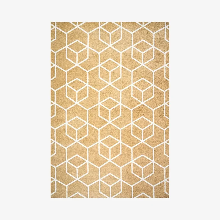 Tumbling Blocks Area Rug – Gold / White by JONATHAN Y