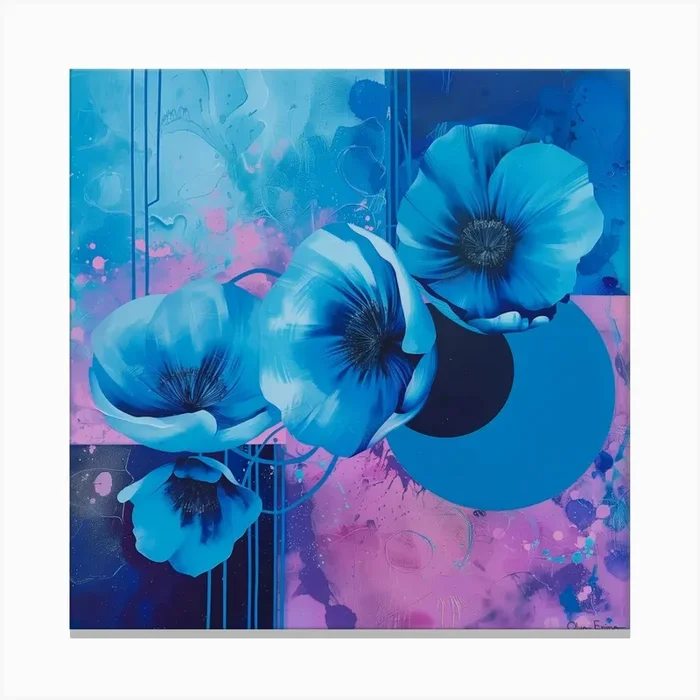 Twilight abstract flowers Canvas Print by Olya Enina