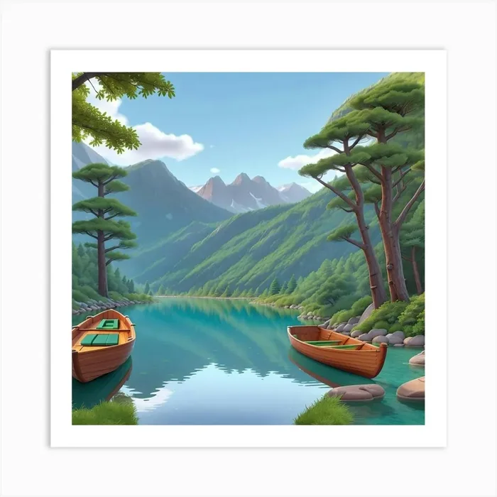 Two Boats On A Lake Art PrintT by Tunexdesigns