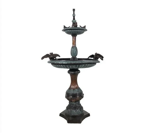 Two Tier Bird Bronze Fountain Water Feature