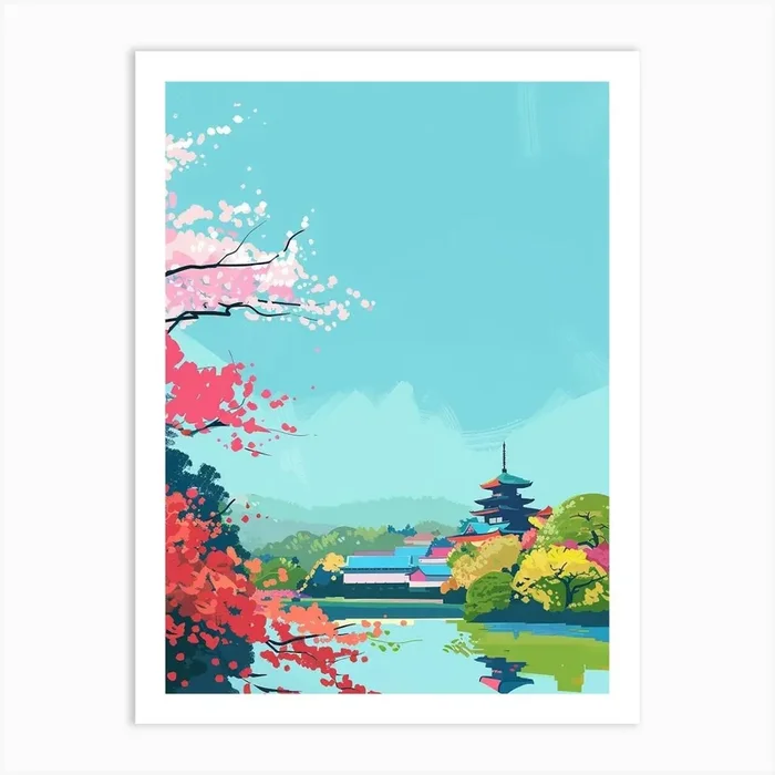Uji Japan Colourful Illustration Art Print by Japan Journey