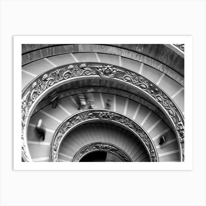 Vatican Stairs Down Wide Art Print by Alanda Turner