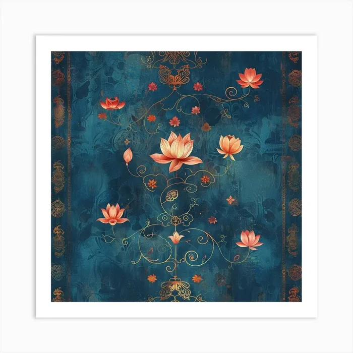 Vesak Banner Texture Featuring Buddhist Symbols 2 Art Print by ThatWorksMedia