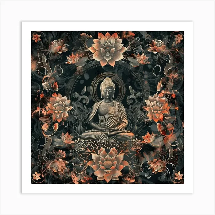 Vesak Banner Texture With Serene Buddhist Imager 1718395584 4 Art Print by ThatWorksMedia
