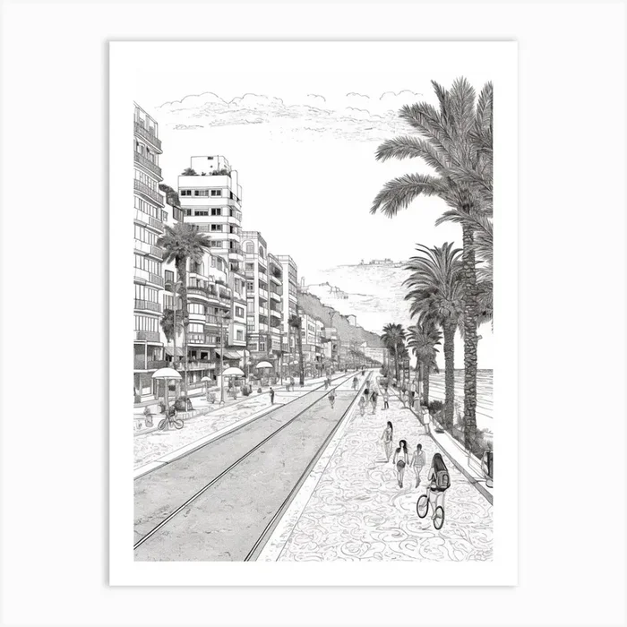 View Of Rio De Janeiro, Brazil Line Art Black And White 3 Art Print by Rolling Art