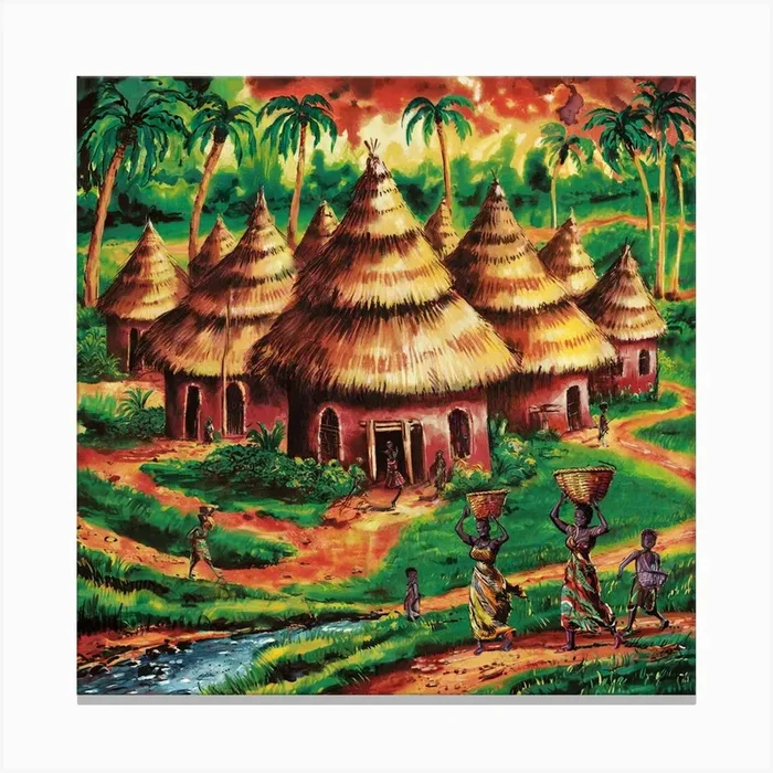 Village In Africa Canvas PrintAD by Atlas digital