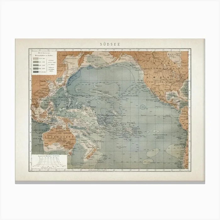 Vintage Brockhaus 7 Südsee Canvas Print by Vintage Print Collection