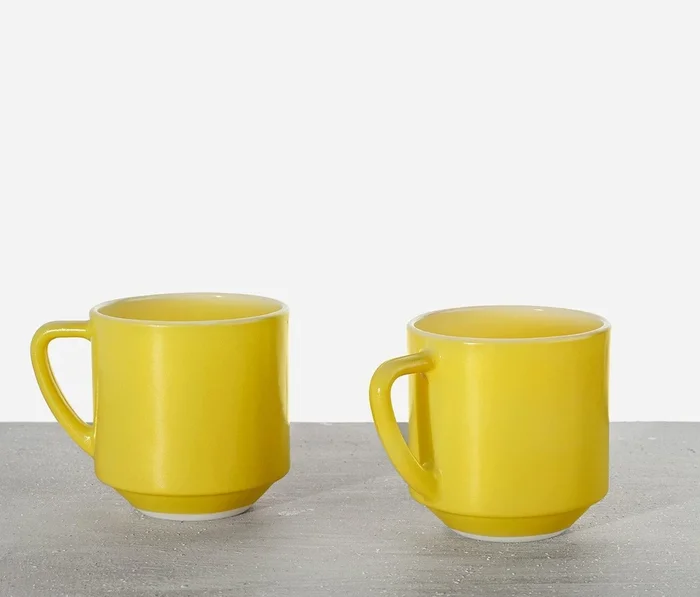 Vintage Federal Glass Sunshine Mugs: Set of 2