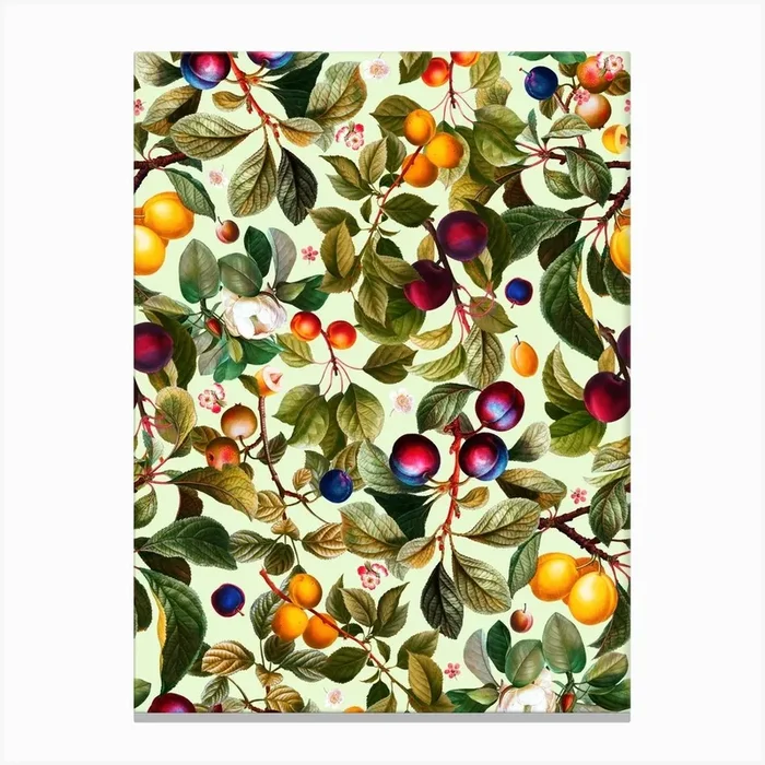 Vintage Fruit Pattern 21 Canvas Print by Burcu Korkmazyurek