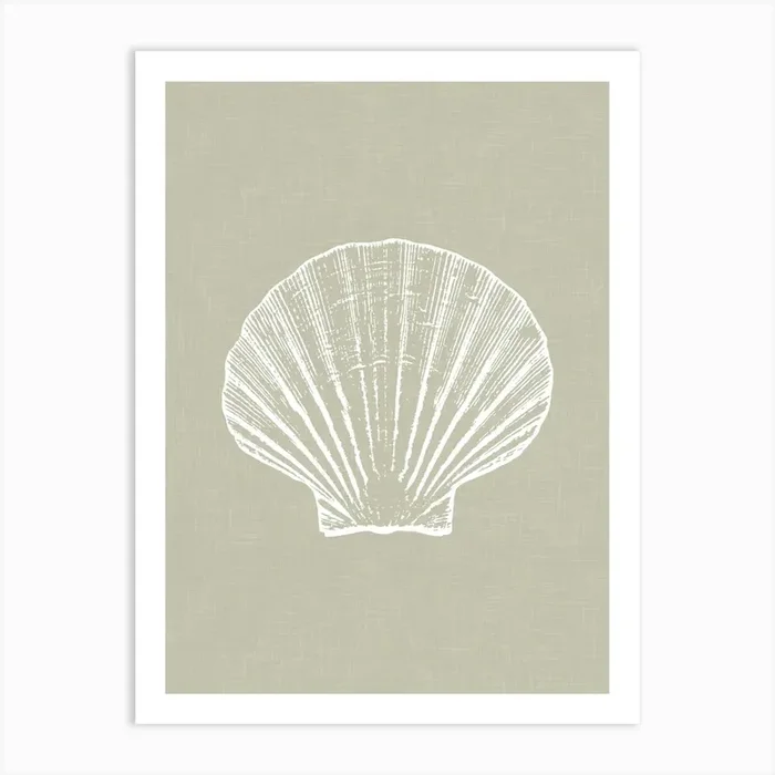 Vintage Sea Shell Silhouette In Taupe Art Print by Creaty Designs