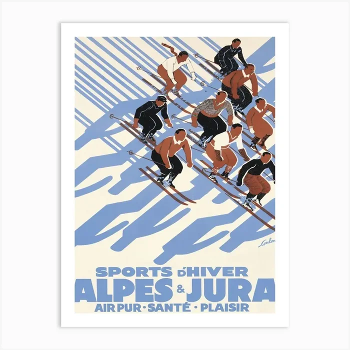 Vintage Ski Collection D Hiver Alpes And Jura Art Print by Blim and Blum