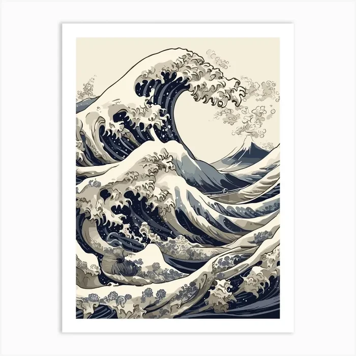 Vintage The Wave Of Kanagawa Art Print by Vicky Hanggara