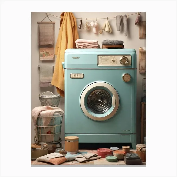Vintage Washing Machine Canvas Print by ontoseno