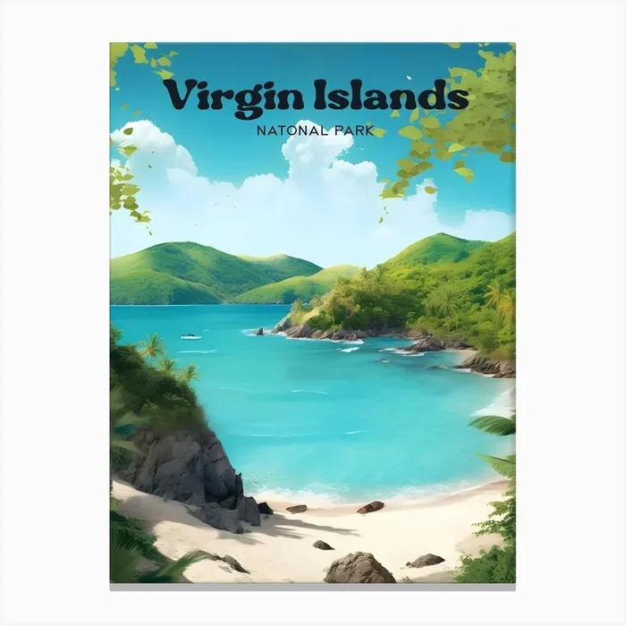 Virgin Islands National Park Beach Modern Travel Art Canvas Print by Wanderscape Travel Art