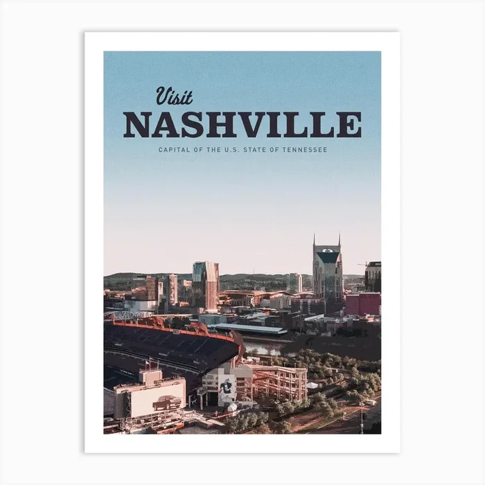 Visit Nashville Art PrintMC by Mercury Club