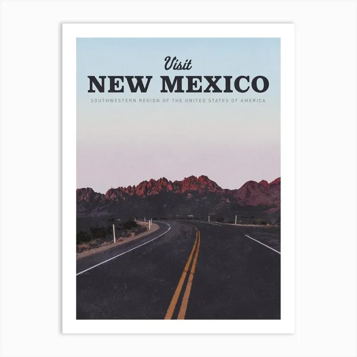 Visit New Mexico Art PrintMC by Mercury Club