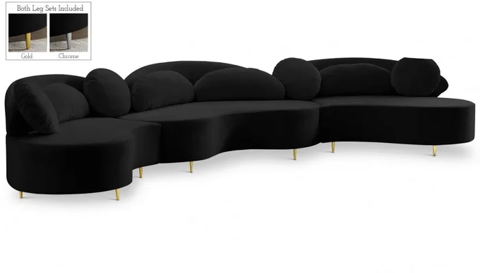 Vivacious 169 ” Velvet Upholstered 3pc. Sectional