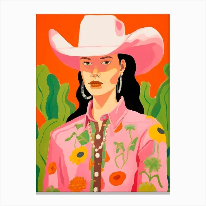 Vivid Painted Desert Cowgirl Portrait Canvas PrintP by PetiteFemmeGalerie