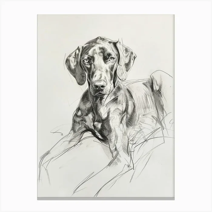 Vizsla Dog Charcoal Line 2 Canvas Print by Woof and Whiskers