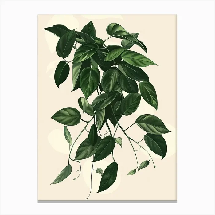 Wandering Jew Plant Minimalist Illustration 3 Canvas Print by Petal Pigments