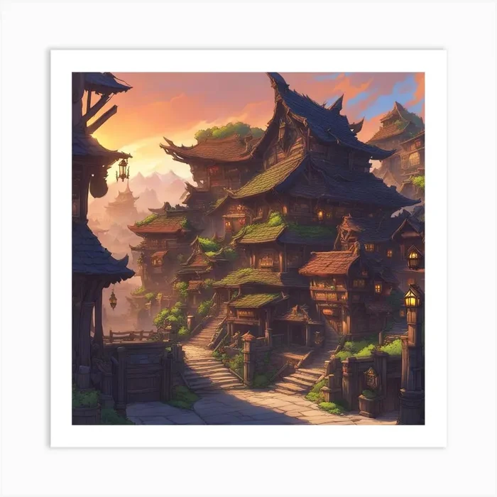 Warcraft Orc Town 1 (1) Art PrintX by XILIZ_ARTS