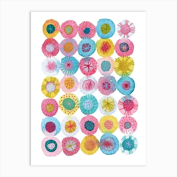Watercolor Abstract Circle Party Art PrintNS by Nic Squirrell