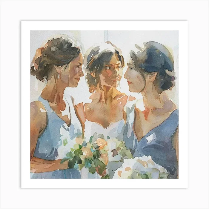 Watercolor Bride And Bridesmaids 1718374991 4 Art Print by ThatWorksMedia