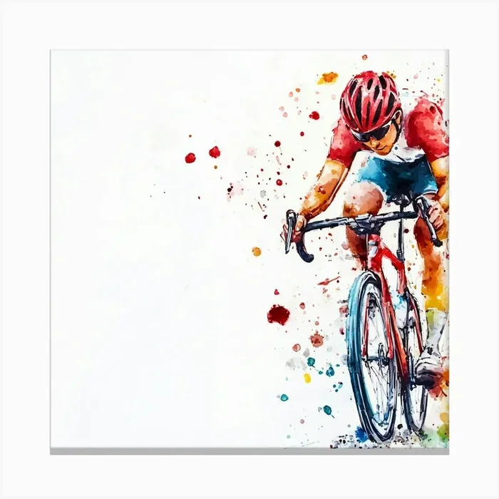 Watercolor Cyclist Canvas Print by ThatWorksMedia