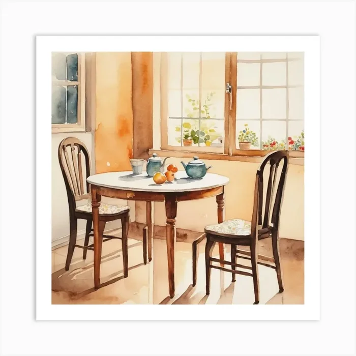 Watercolor Dining Room Art Print by Lacaim