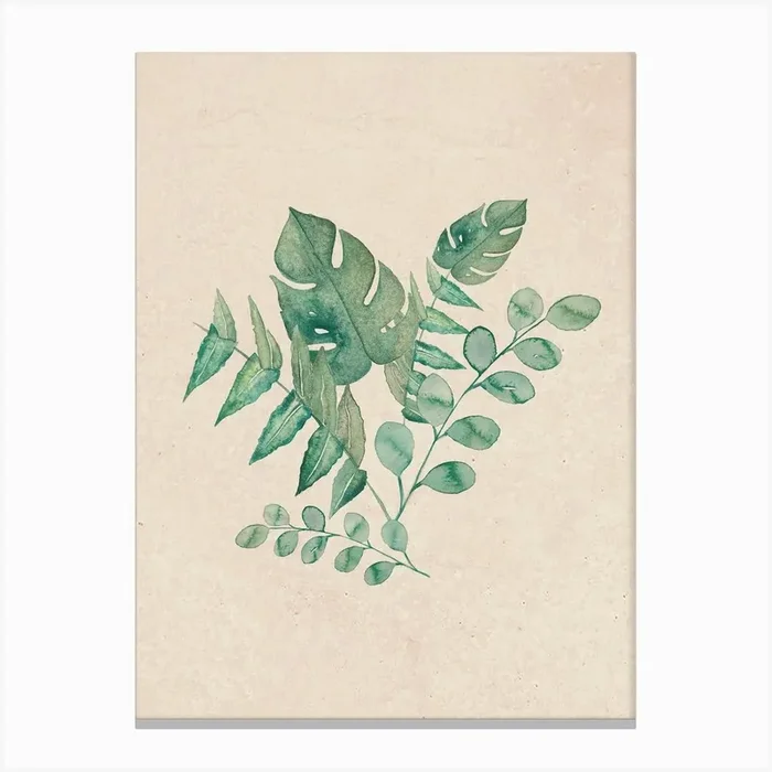 Watercolor Jungle Leaves – Bloomery Decor Canvas Print by Bloomery Decor