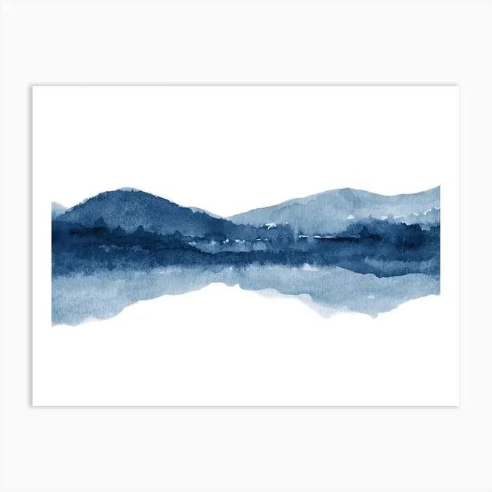 Watercolor Landscape 2 Blue Art Print by Nouveau Prints