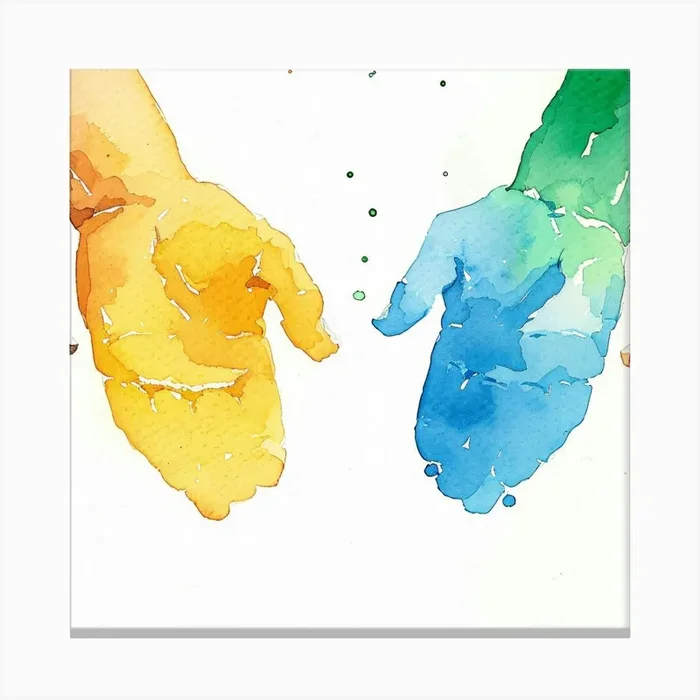 Watercolor Of Hands Canvas Print by ThatWorksMedia