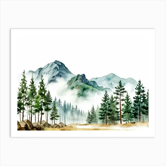 Watercolor Of Mountains 2 Art Print by Fantasy24