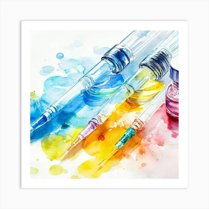 Watercolor Paint Syringes Art Print by ThatWorksMedia