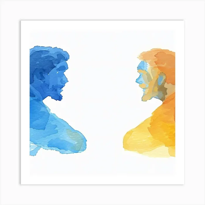 Watercolor Portrait Of Two Men Art Print by ThatWorksMedia