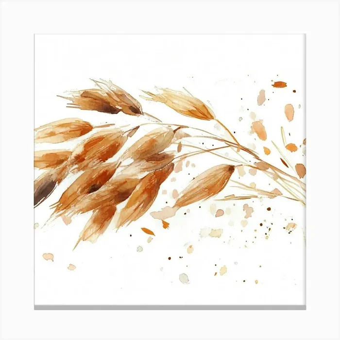 Watercolor Wheat Illustration Canvas Print by ThatWorksMedia