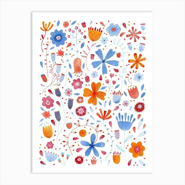 Watercolor Wildflower Meadow Art PrintNS by Nic Squirrell
