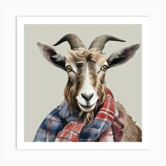 Watercolour Highland Goat Douglas Art Print by Designed By Lorna
